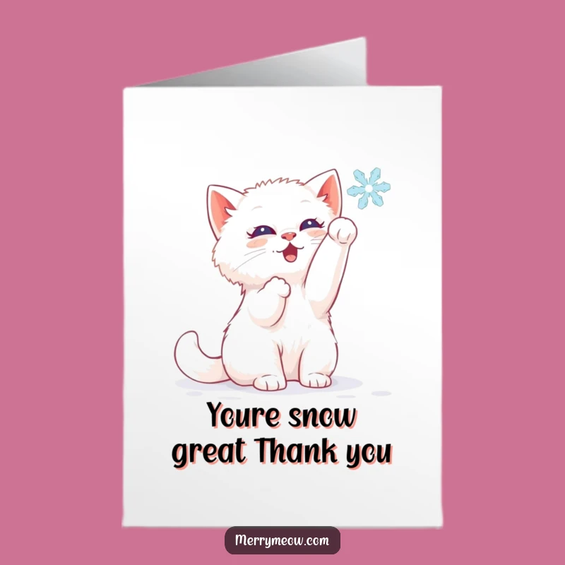 Free Printable Thank You Card: Delightful Kitten Snowflake Funny Downloadable Gift