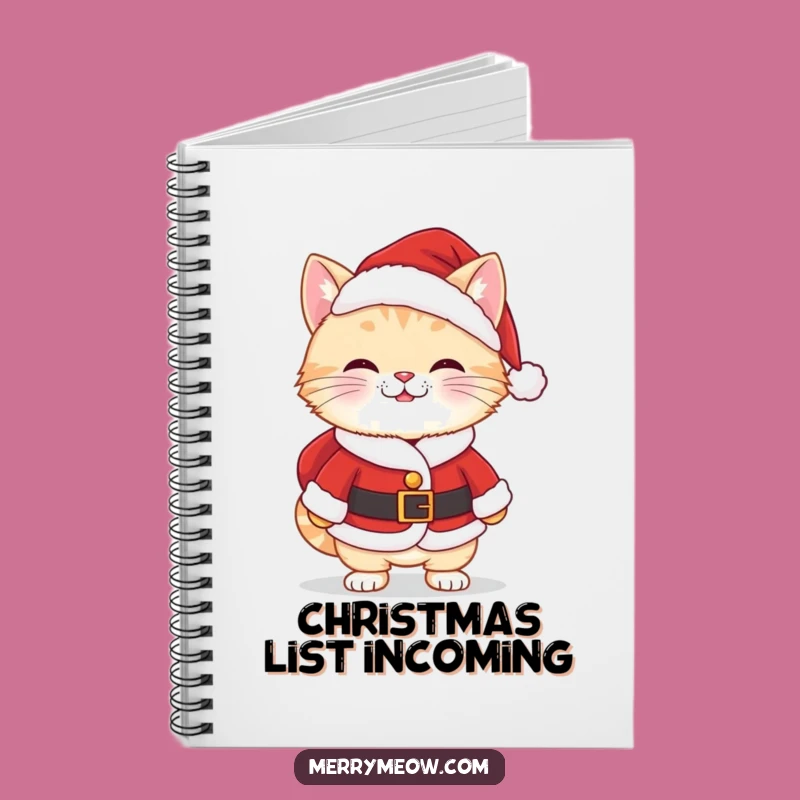 Funny Kawaii Santa Cat Notebook: Cheeky Grin Journal, Perfect Funny Gift
