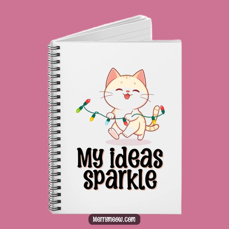 Funny Cat Christmas Lights Notebook - Journal Your Festive Fun & Ideas!