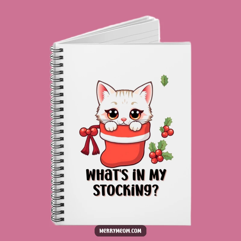 Funny Kawaii Stocking Cat Notebook: Holiday Surprise Journal Gift
