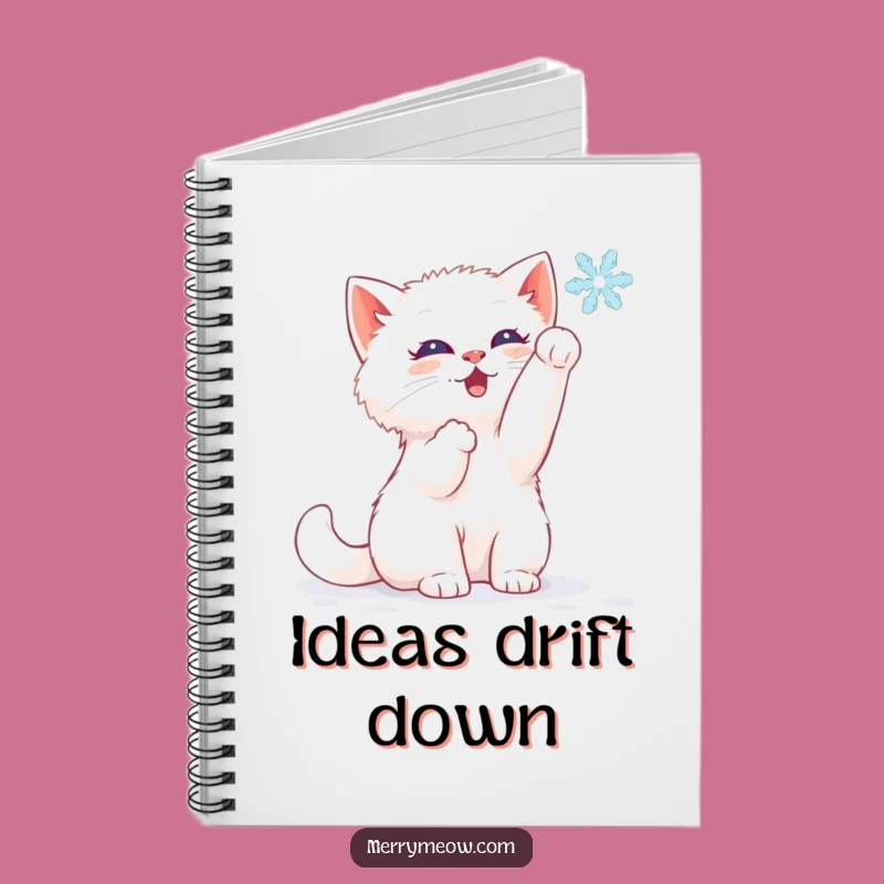 Funny White Kitten Notebook - Winter Notes & Perfect Gift
