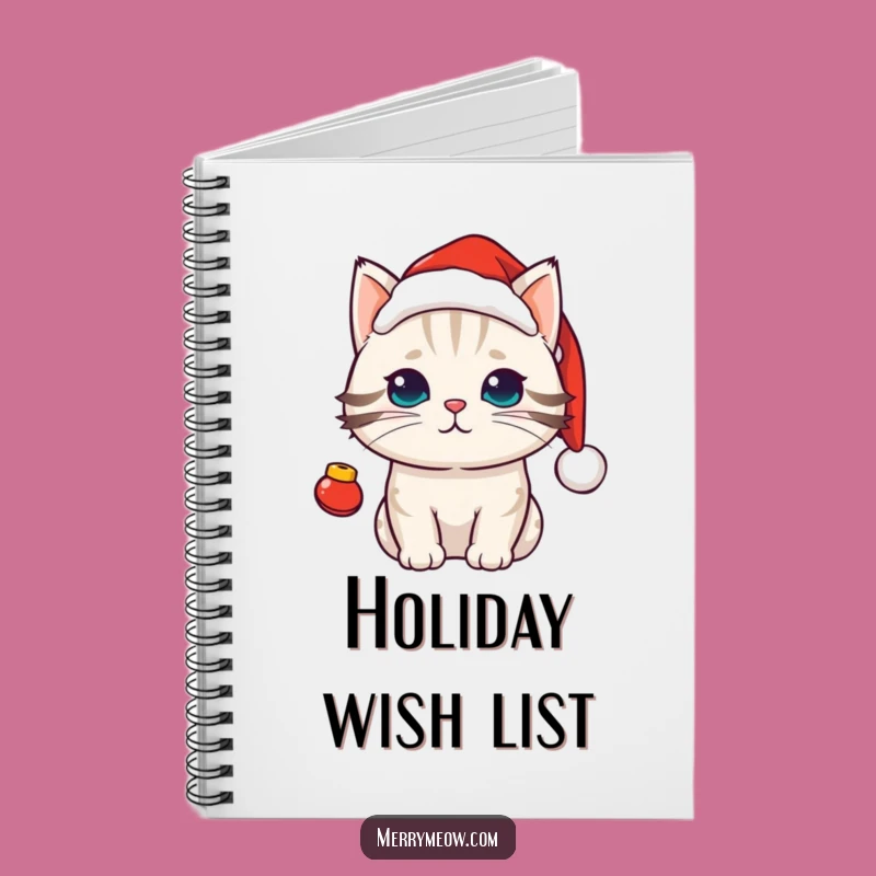 Funny Kawaii Santa Cat Notebook: Festive Holiday Journal Gift
