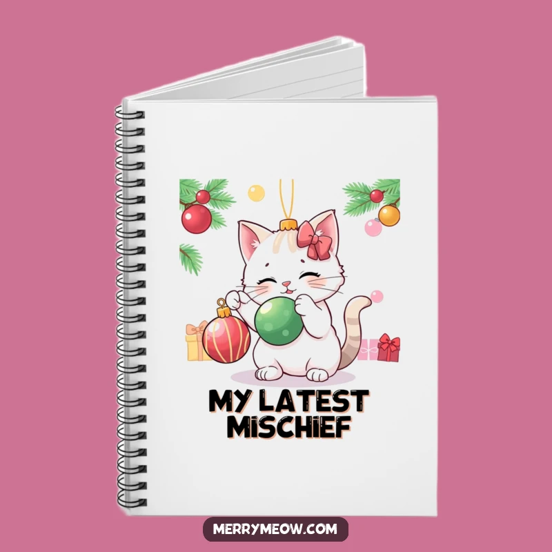 Funny Cat Ornament Notebook - Playful Batting Journal, Festive Funny Gift for Notes