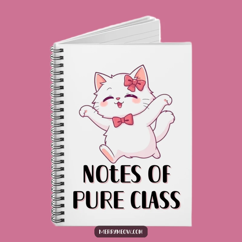 Funny White Cat Leap Notebook: Journal Elegantly with a Graceful Cat, Humorous Gift