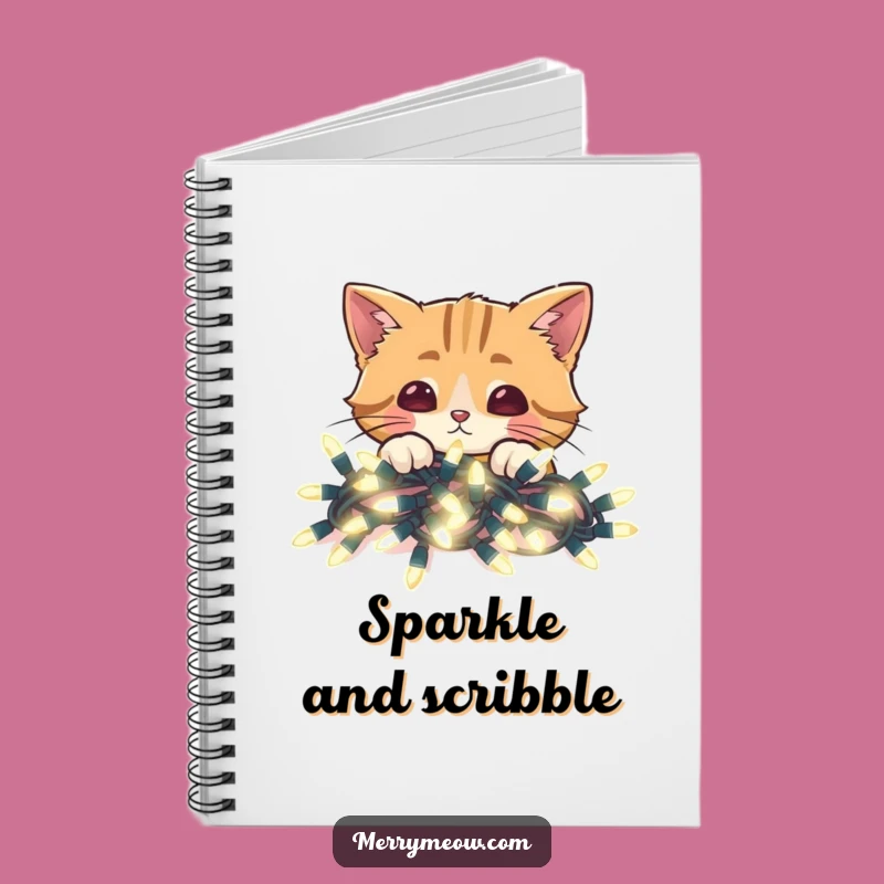 Funny Cat Christmas Lights Notebook: Peek-a-Boo Holiday Journal Gift