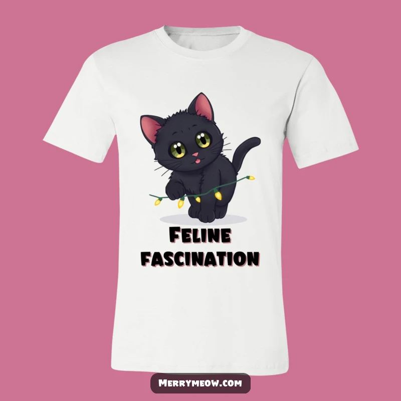 Funny Black Kitten Lights T-Shirt - Playful & Perfect Gift