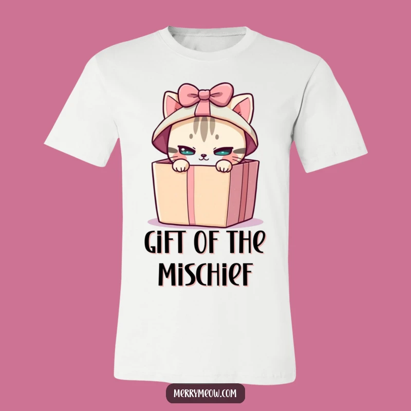 Funny Cat Gift Box Tee - Mischievous Surprise T-Shirt & Hilarious Gift