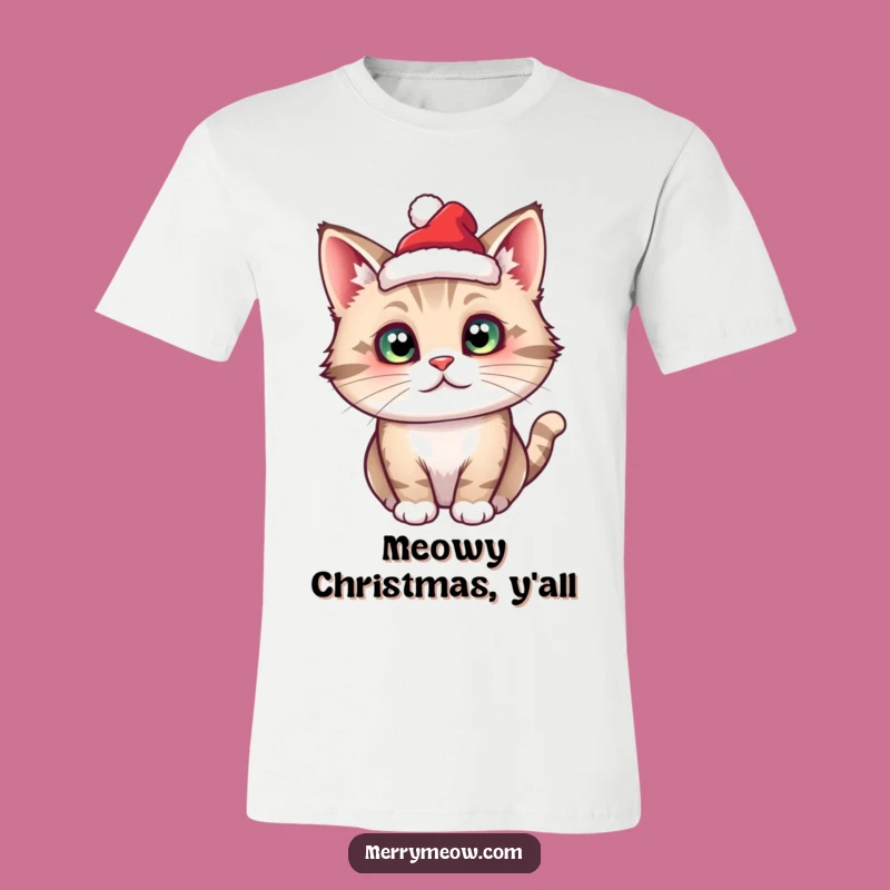 Funny Cat Santa T-Shirt - Tiny Hat, Festive Feline Tee, Hilarious Christmas Funny Gift