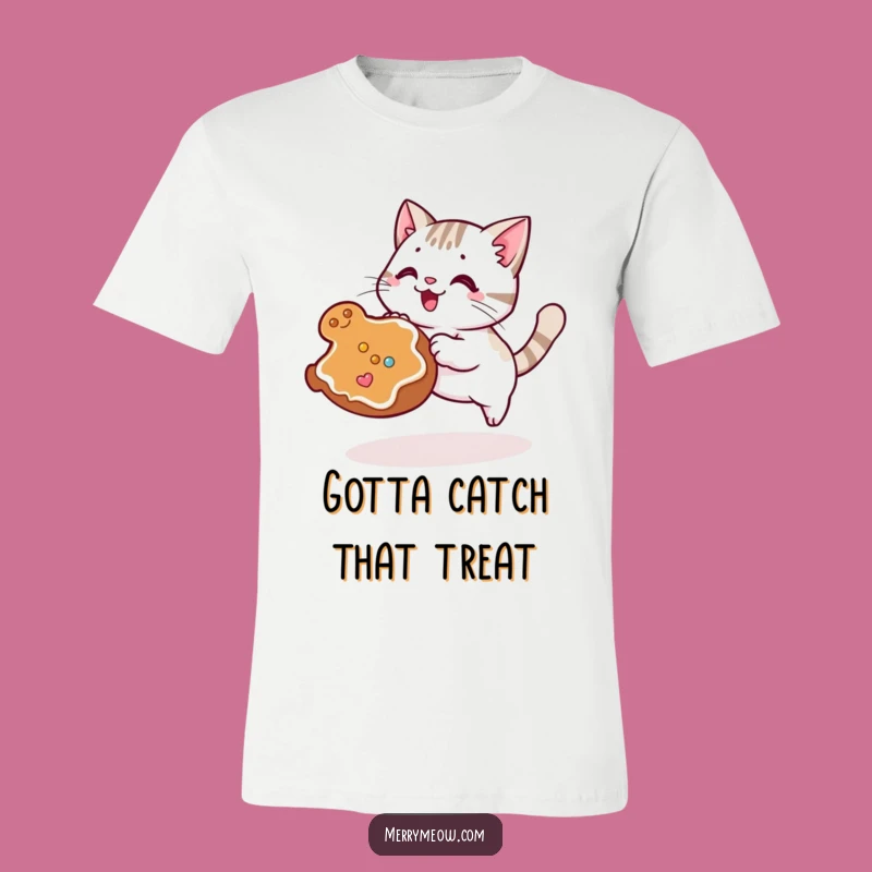 Funny Kawaii Cat Cookie Pounce T-Shirt: Playful Holiday Tee, Ideal Funny Gift