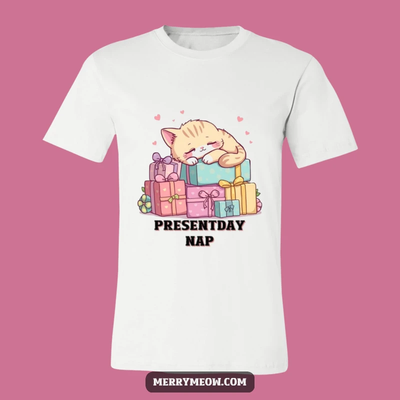 Funny Kawaii Cat Napping T-Shirt: Cozy Present Piled Feline Gift