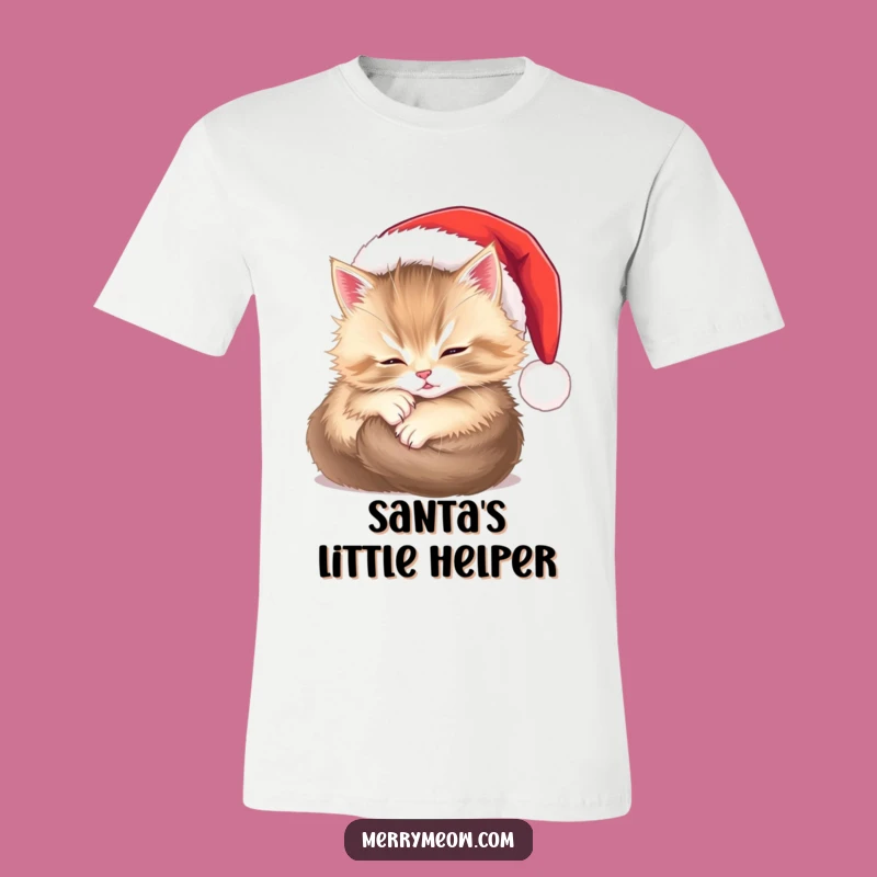 Funny Fluffy Kitten Santa Tee: Cozy Holiday Comfort Funny Gift