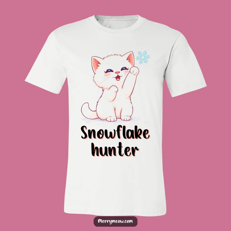 Funny White Kitten Snowflake T-Shirt - Winter Fun & Perfect Gift
