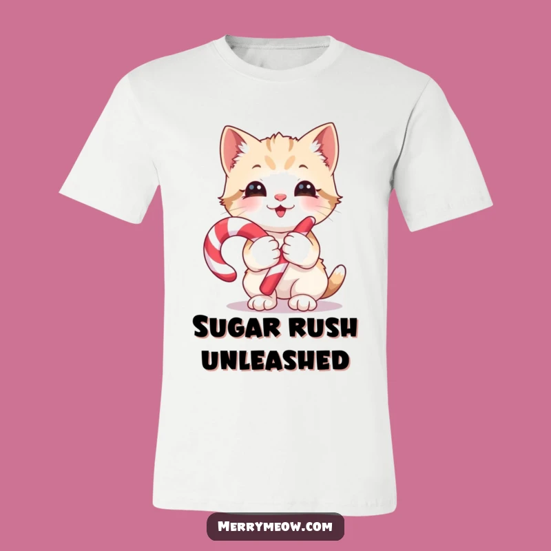 Funny Kitten Candy Cane T-Shirt: Wear Your Holiday Glee with Sweet Style