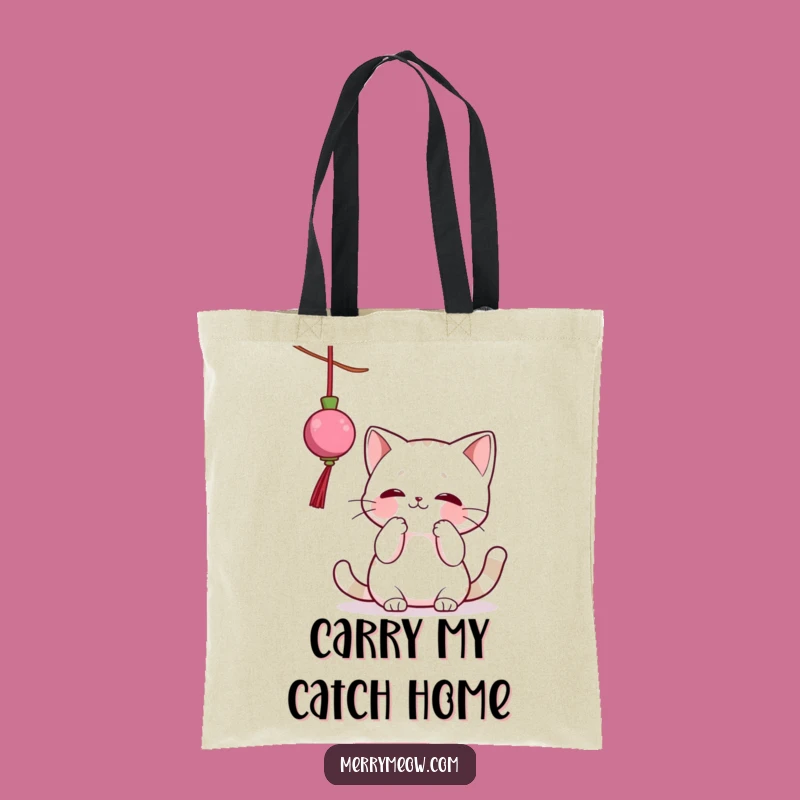 Funny Cat Ornament Batting Tote Bag: Chic & Hilarious Cat Lover Accessory for Shopping Fun