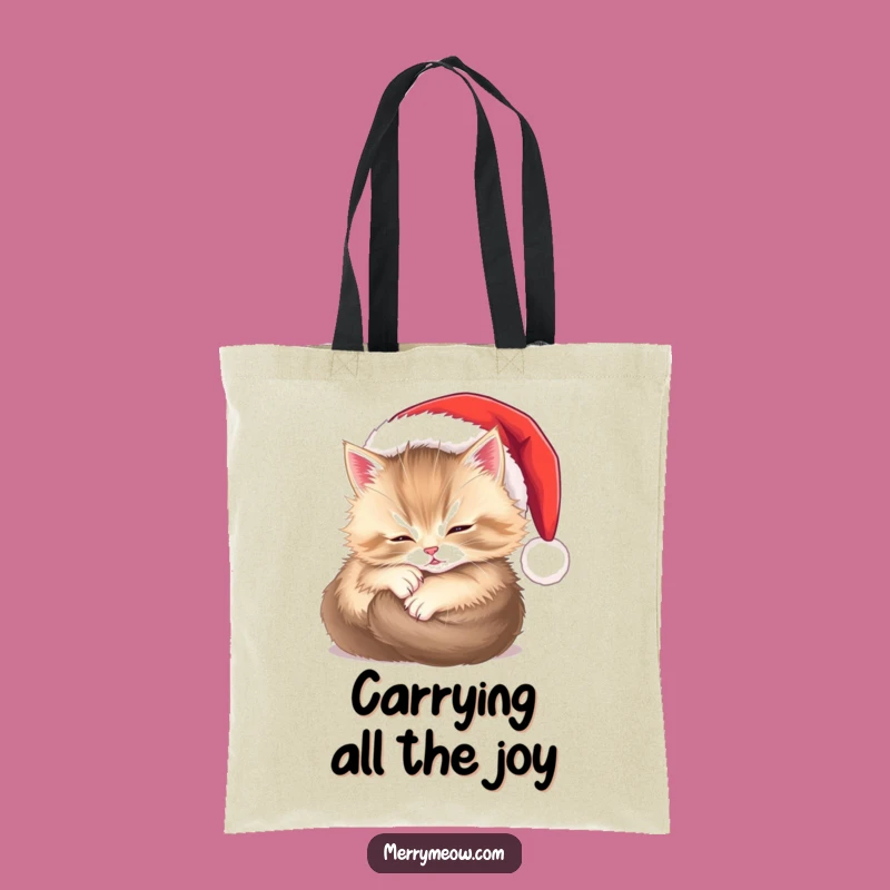 Funny Fluffy Kitten Santa Tote: Holiday Essential Funny Gift