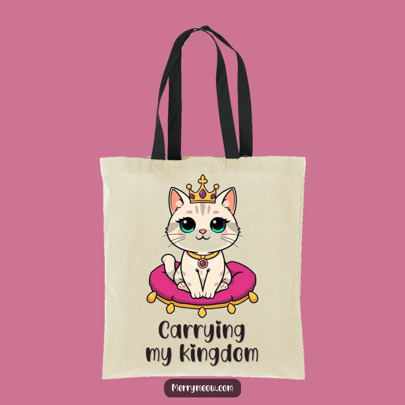 Funny Regal Cat Tote Bag: Chic Feline Crown Carrier, Perfect Funny Gift for Style!