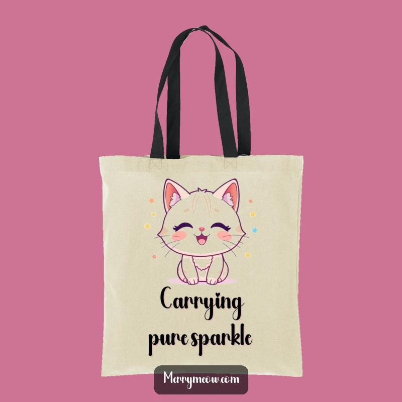 Funny Cat Tinsel Tote Bag: Chic Character Accessory, Festive Gift Idea