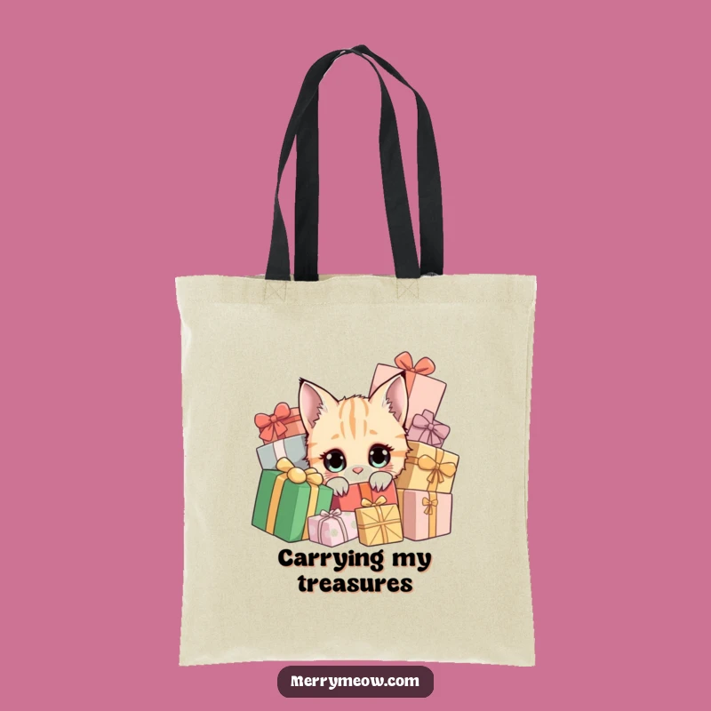 Funny Curious Cat Present Tote Bag - Stylish & Hilarious Holiday Carryall Gift