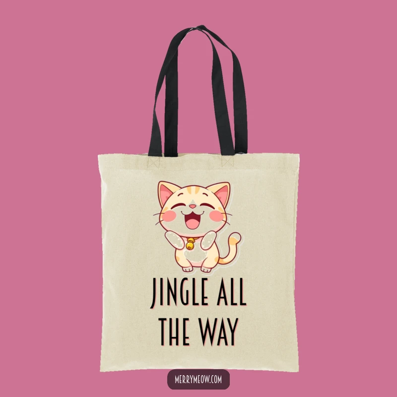 Funny Excited Cat Bell Tail Tote Bag: Carry Your Cheer, A Hilarious Gift!