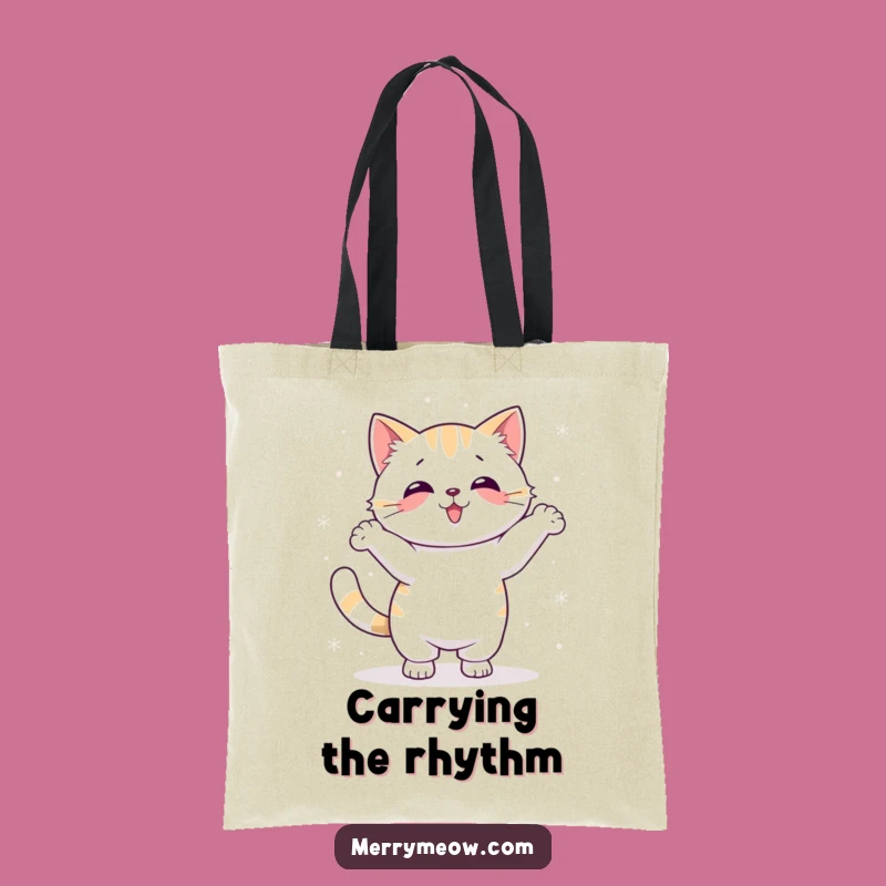 Funny Kawaii Snow Dance Cat Tote Bag: Stylish Winter Fun, Practical Funny Gift