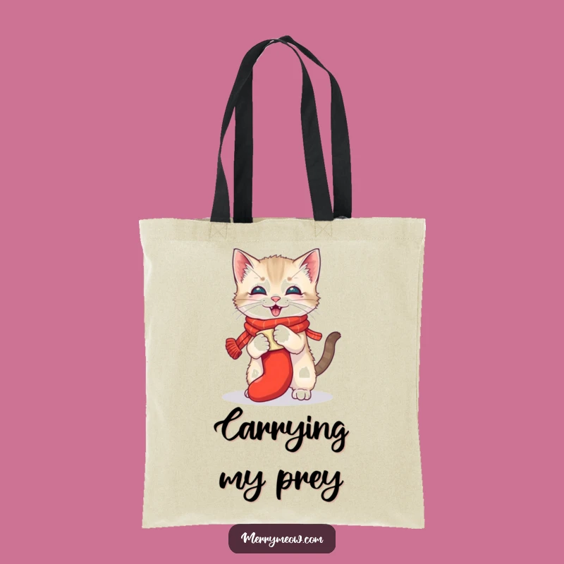 Funny Kitten Stocking Tote - Festive & Humorous Carry-All Gift!