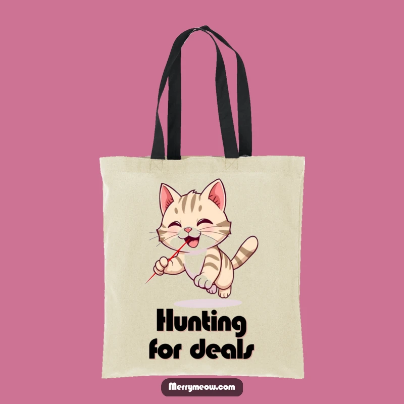 Funny Tabby Cat Laser Tote Bag: Playful Chase Design, Chic Humorous Accessory Gift