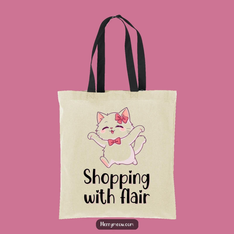 Funny White Cat Leap Tote Bag: Elegant Chase Design, Chic Humorous Accessory Gift