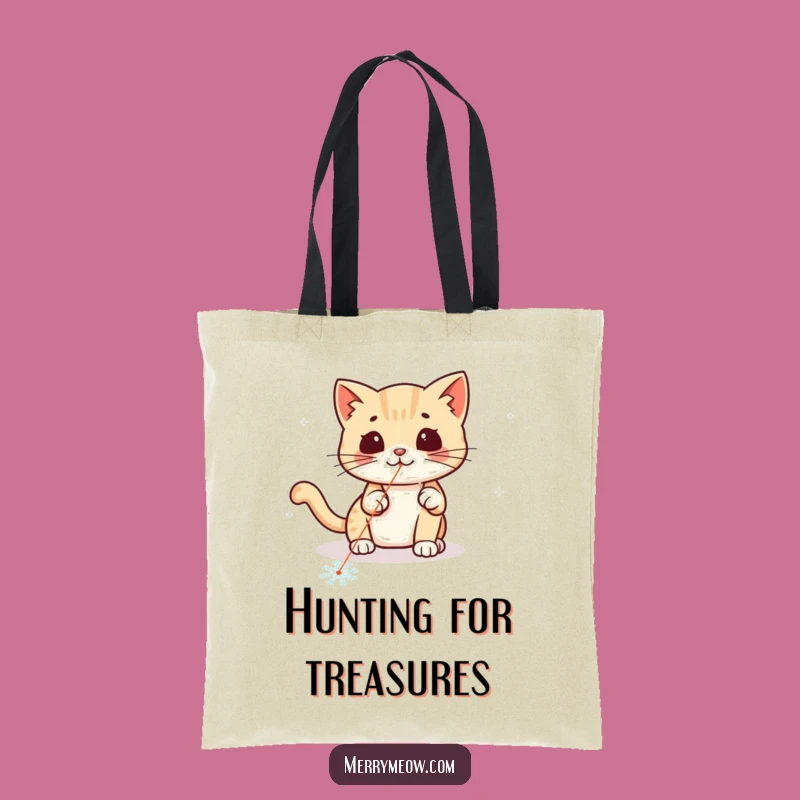 Funny Kawaii Laser Cat Tote Bag: Playful Winter Chase Gift